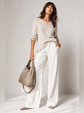 Free People Cream Marled Knit Sweater